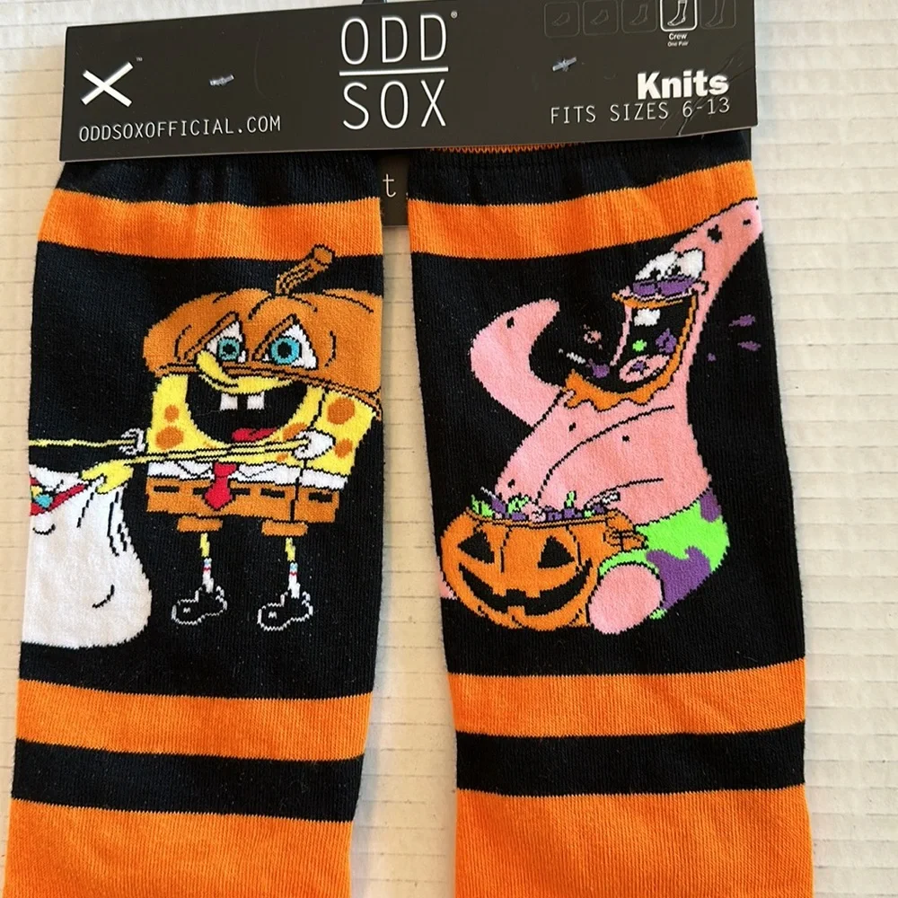 ODD SOX Pumpkin Sponge Bob Square Pants socks